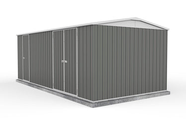 Absco 5.96mW x 3.00mD x 2.30mH Three Door Highlander Garden Shed - Woodland Grey - Shed City